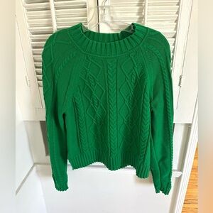 GAP Green Cable-Knit Crewneck Sweater